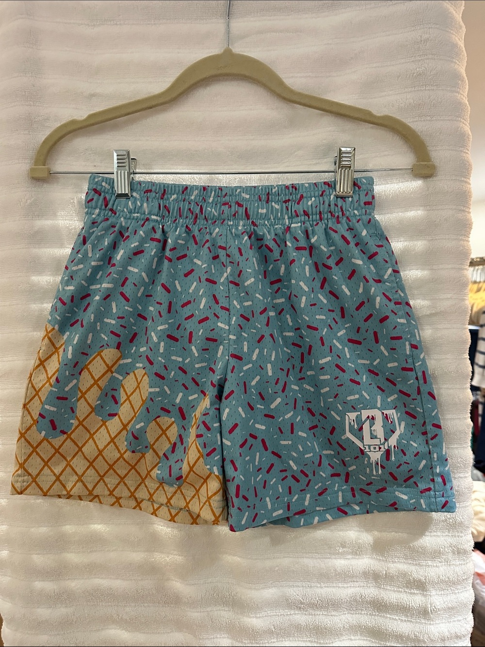 Blue Kids' Ice Cream Cone Print Swim Shorts with Sprinkles
